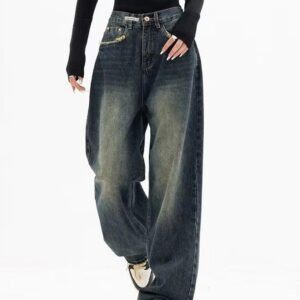 Hilda – Jeans boyfriend vintage baggy con look desgastado