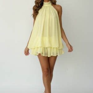 Erica – Minivestido de gasa con cuello halter