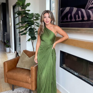 Trisha - Vestido plisado de un solo hombro