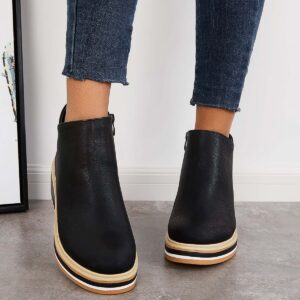 Lennon – Botines de cuña para mujer con plataforma y cremallera