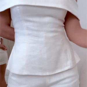 Zeno - Conjunto de dos piezas de algodón y lino blanco