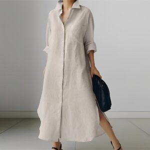 Ellie - Vestido camisa oversize casual para mujer