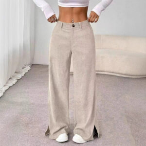 Tovay - Pantalones anchos de pana con abertura