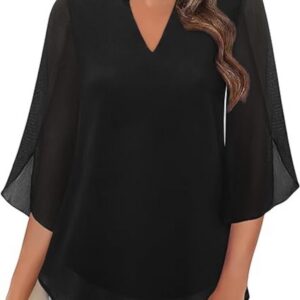 Brinara – Blusa femenina elegante de verano con escote en V
