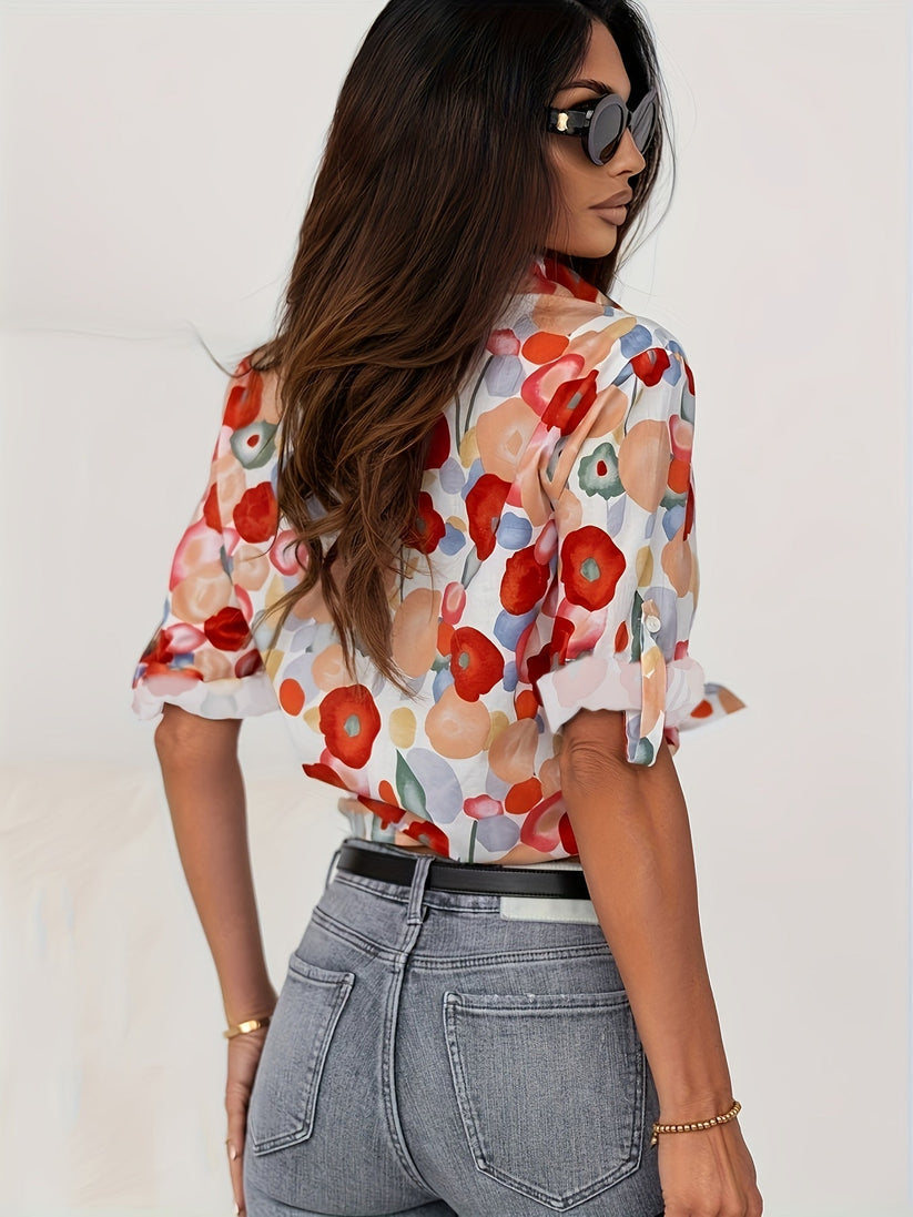 Yavira – Blusa para mujer de manga larga con botonadura y estampado floral - Imagen 4