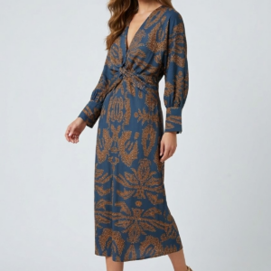 Bea – Vestido midi estampado con detalle de nudo