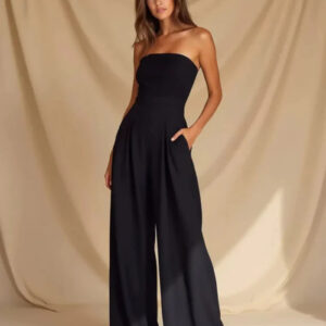 Noemi - Mono elegante para mujer sin tirantes con pierna ancha