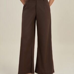 Teresa - Pantalón casual de corte recto para mujer con talle alto y pierna ancha