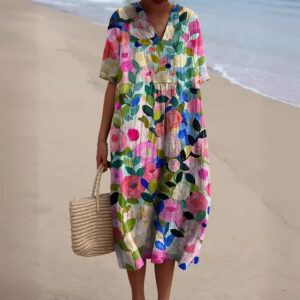 Fynella – Vestido de verano colorido para mujer con estampado floral