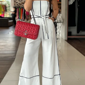 Slyvia - Elegante mono sin mangas para mujer con cinturón de cintura