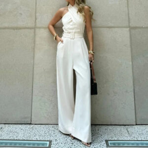 Loisa - Mono de verano para mujer, elegante, de pierna ancha