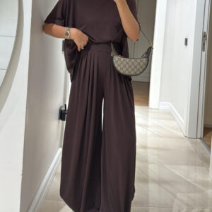 Althea - Conjunto gris claro para mujer con pantalón ancho
