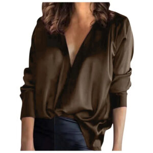 Ivara - Blusa femenina con escote en V y corte suelto
