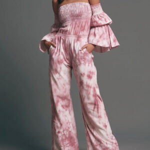 Amabel - Mono boho para mujer con hombros descubiertos y efecto tie dye