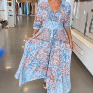 Talyra - Vestido con escote en V y mangas tres cuartos