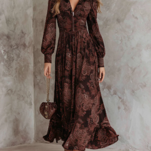 Riah - Vestido maxi con cremallera y estampado paisley