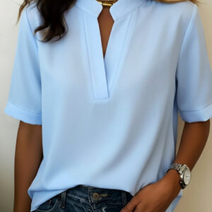 Pravine - Blusa casual para mujer con escote en V