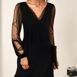 Valerina – Vestido de noche largo para mujer con lentejuelas y corte elegante