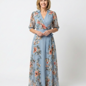 Mika - Vestido maxi floral cruzado con escote en V